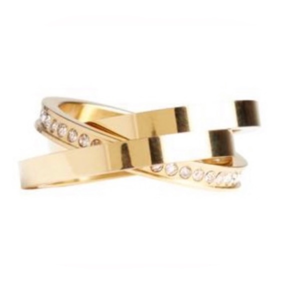 Vita Fede Interlocking Bands Rings 24k Gold Plated Brass Pave Swarovski Crystals - Picture 2 of 7